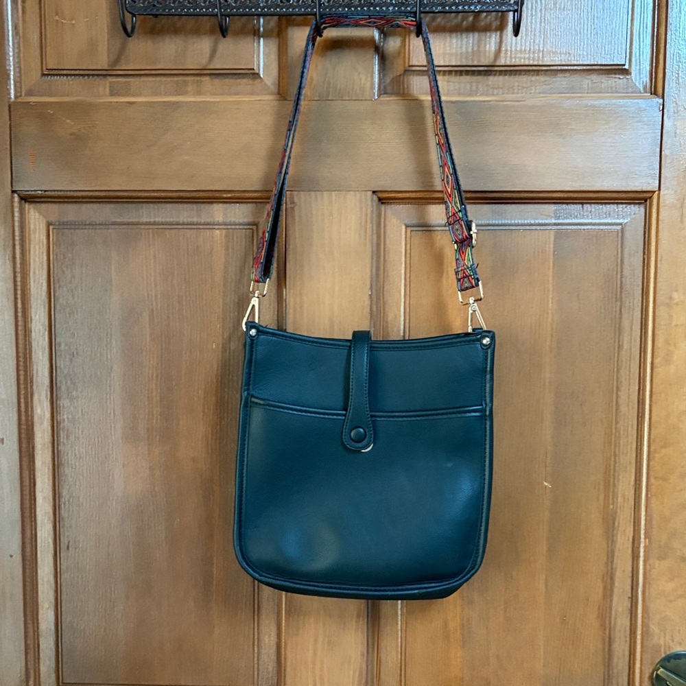 Montana West Elegant Black Leather Shoulder Bag with additional strap